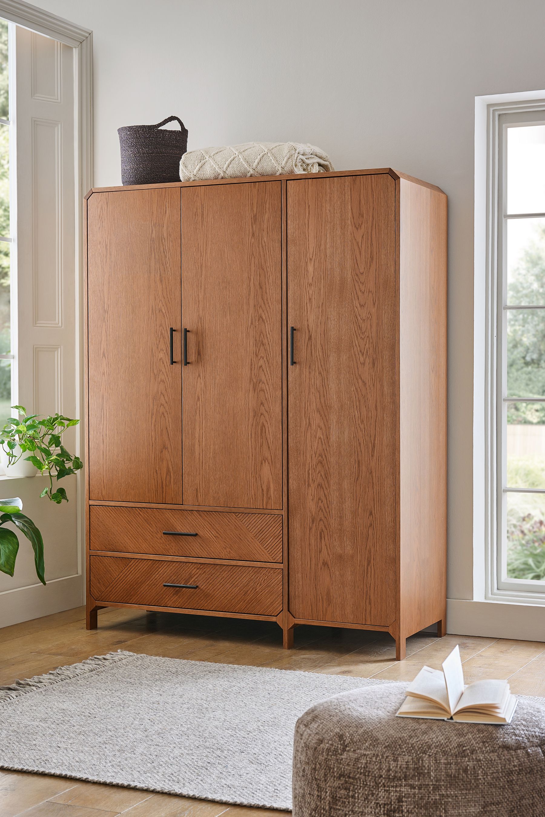 Dark wood deals triple wardrobe