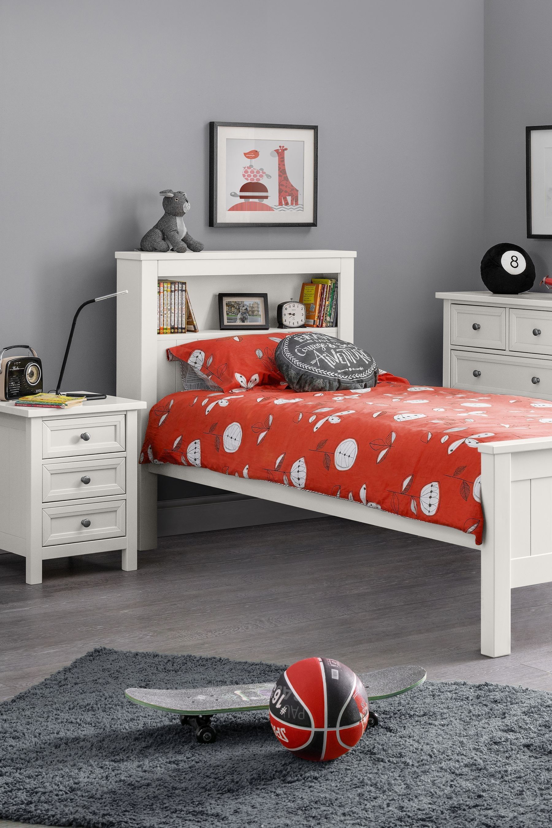 Buy Julian Bowen White Maine Bookcase Headboard Single Bed from