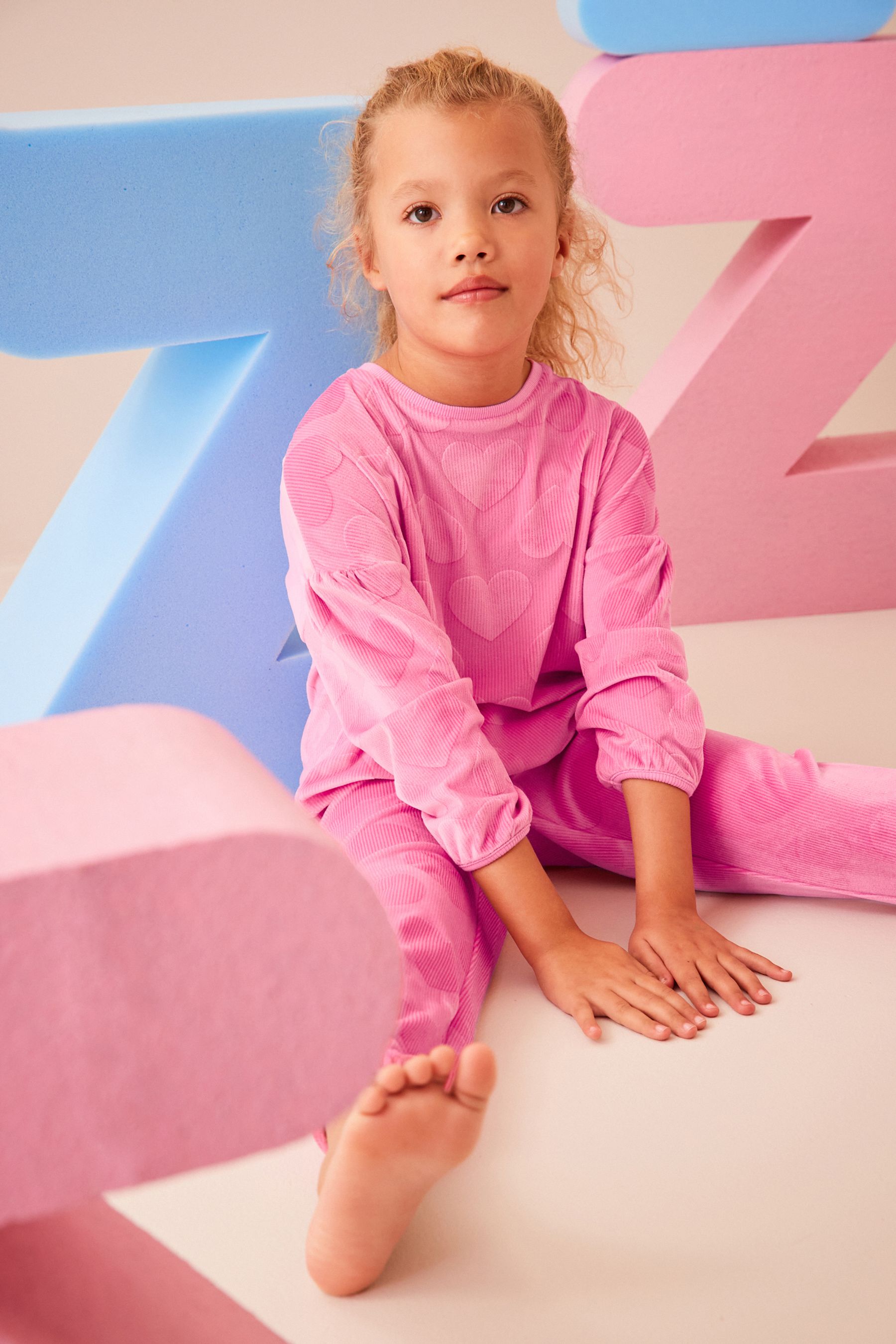 Buy Pink Heart Cosy Fleece Pyjamas 3 16yrs from the Next UK