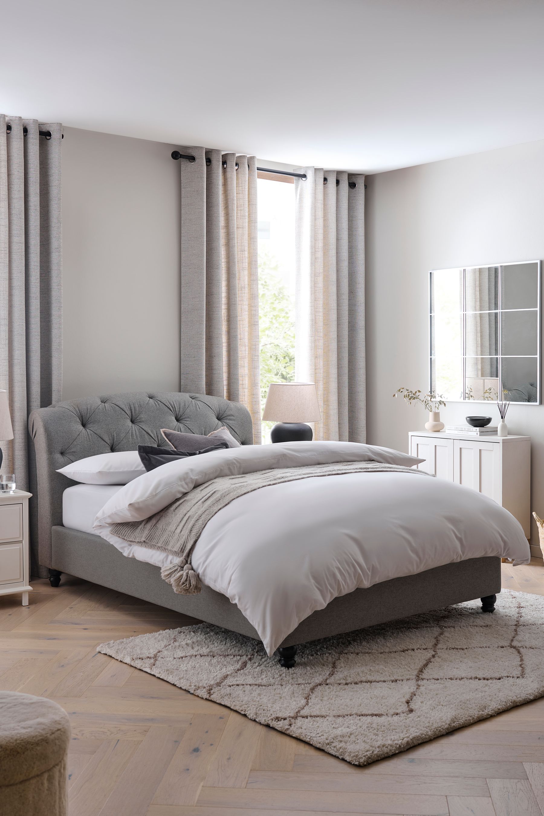Buy Wool Blend Grey Hartford Collection Luxe Upholstered Bed Frame