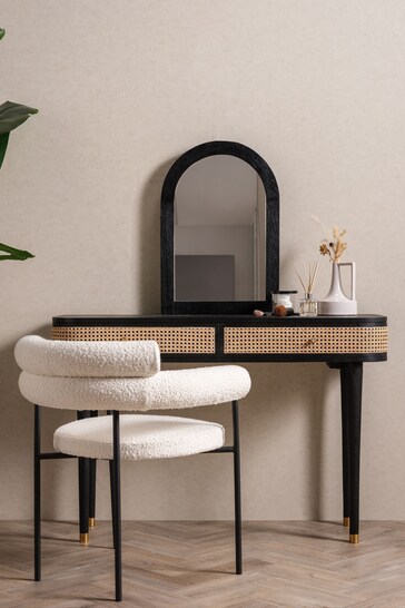Barker and Stonehouse Sandblasted Black Nyx Dressing Table With 2 Drawers And Mirror