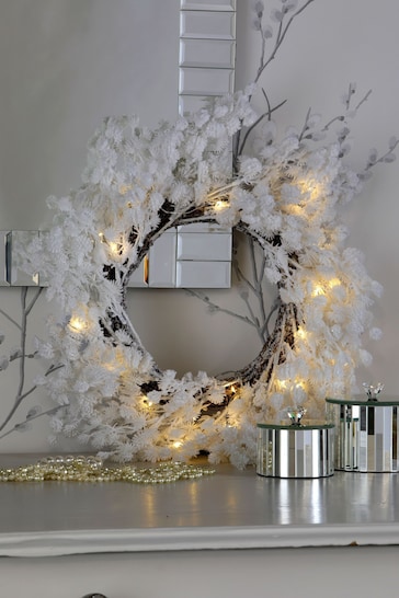 Laura Ashley White Winter LED Wreath