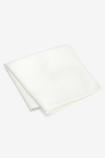White Ivory Recycled Polyester Twill Pocket Square