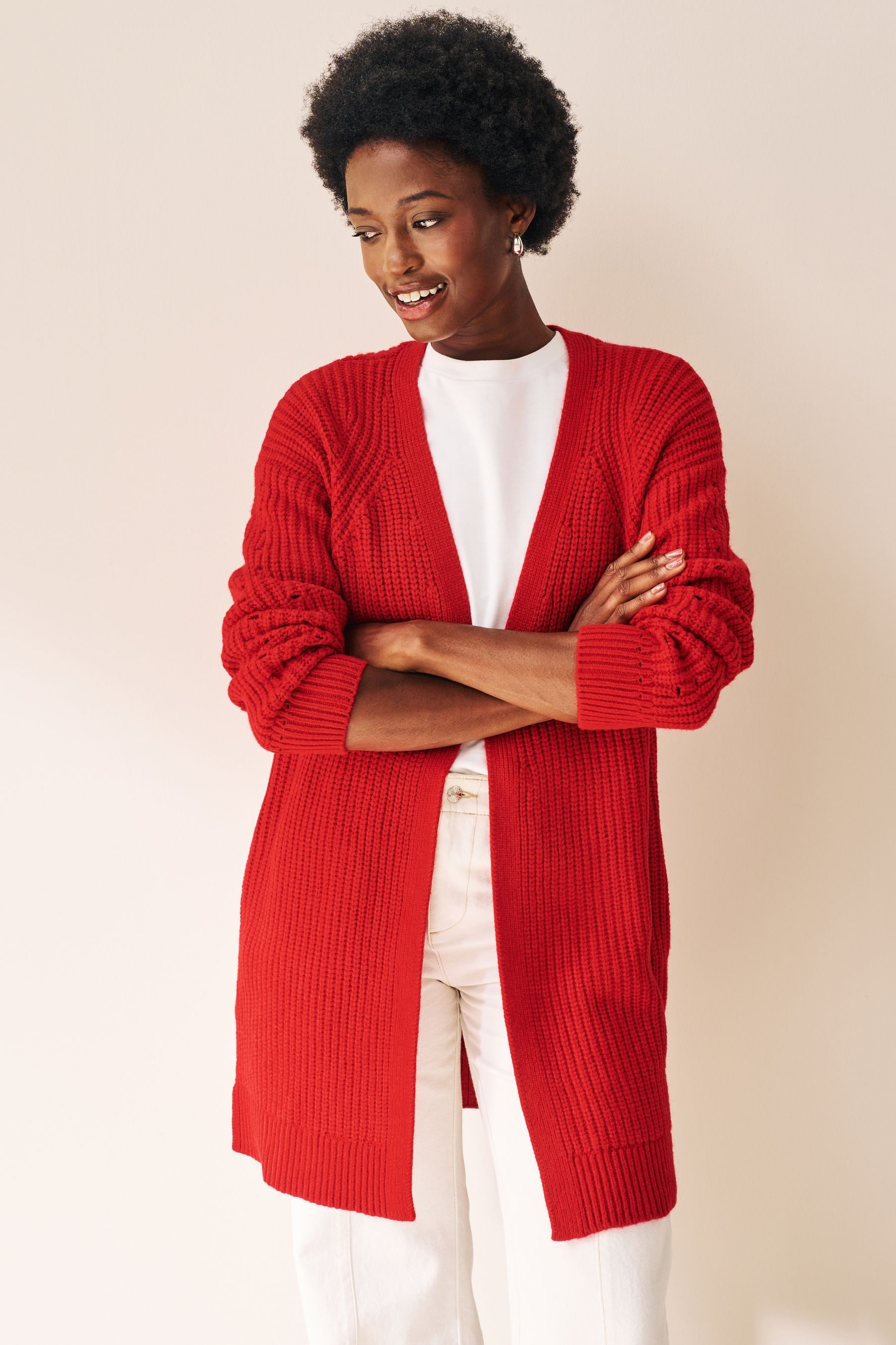 Long red on sale duster sweater