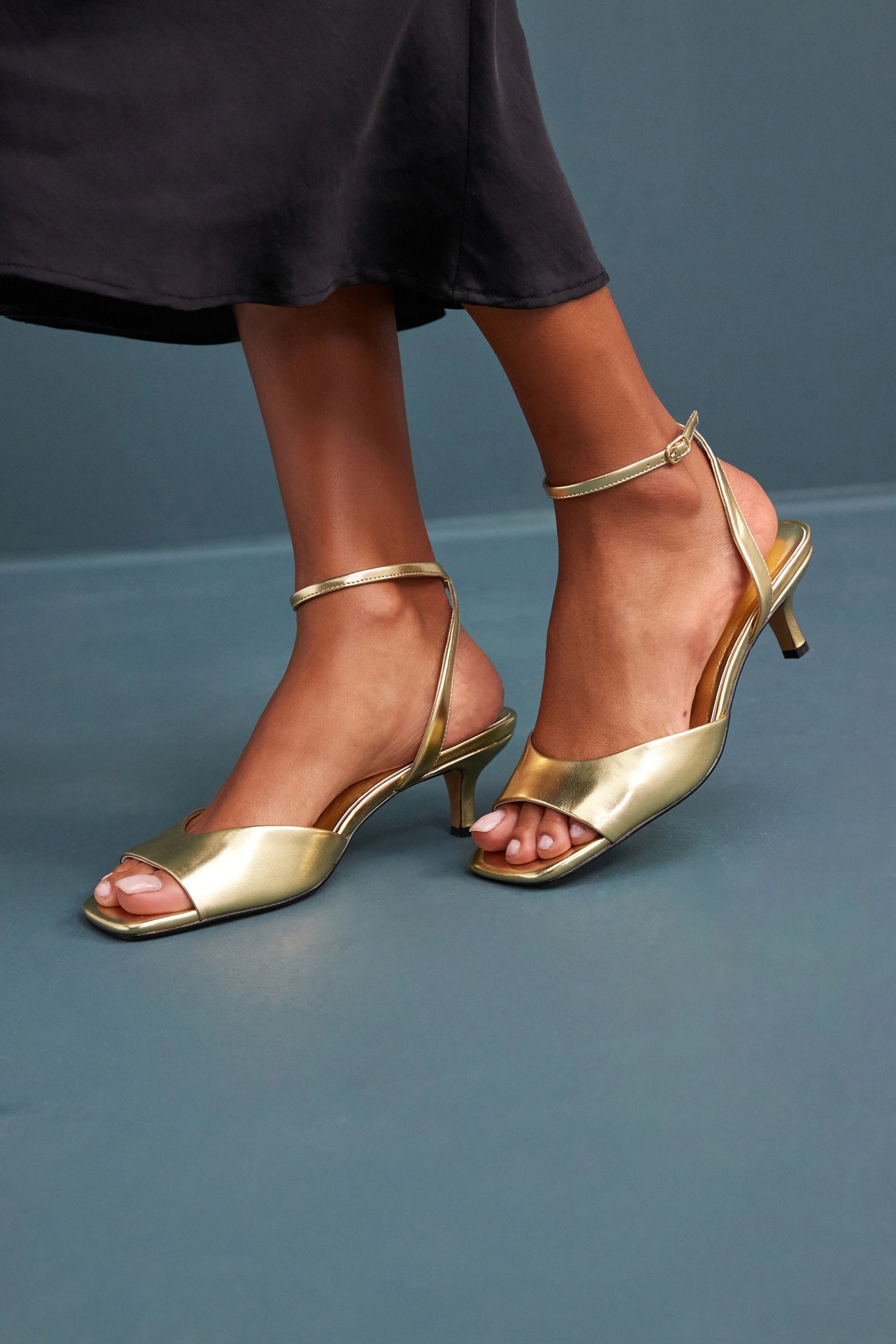 Gold strappy store low heel sandals