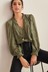 Olive Green Long Sleeve Tie Neck Top