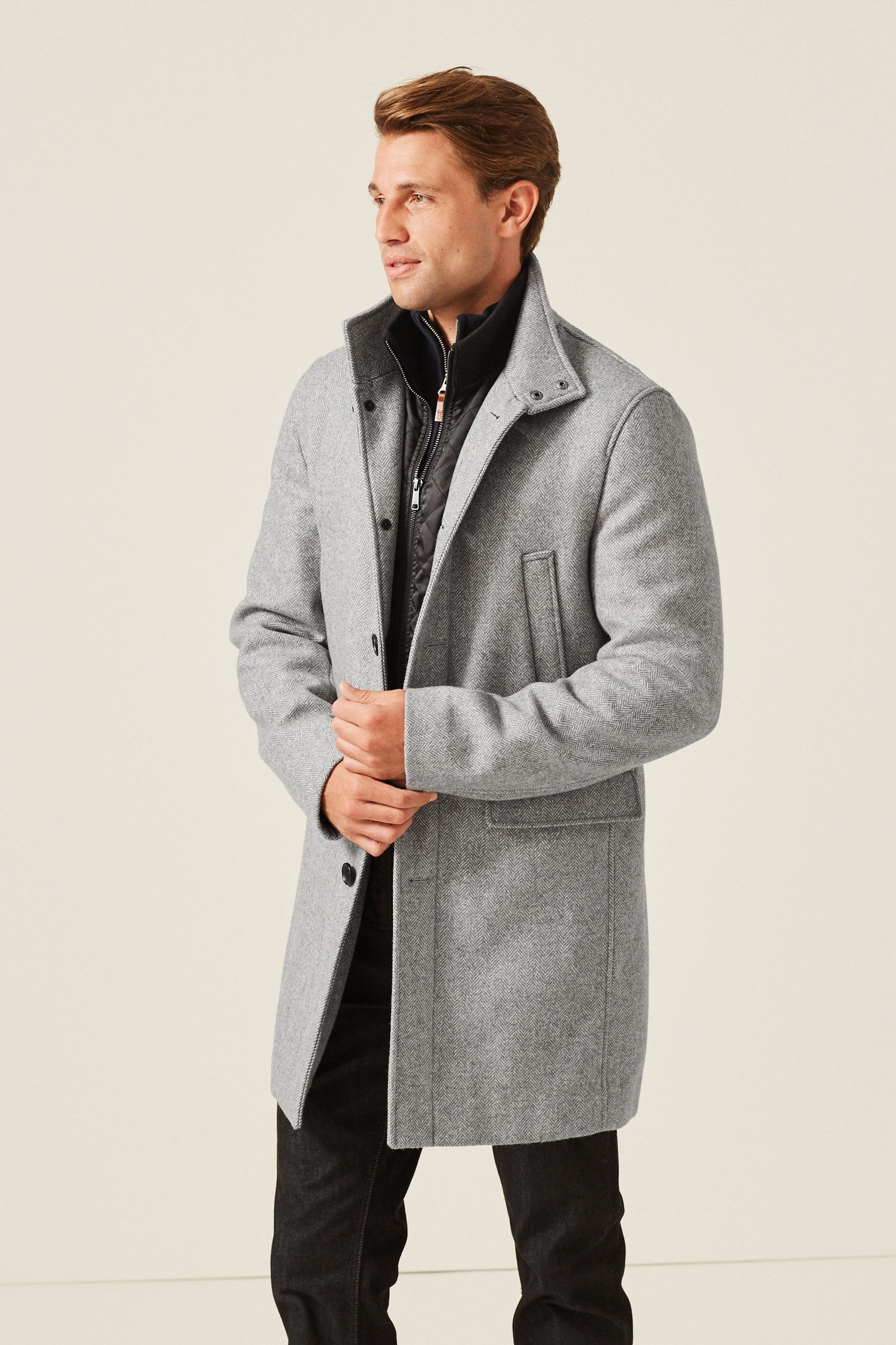 Funnel neck coat hotsell mens