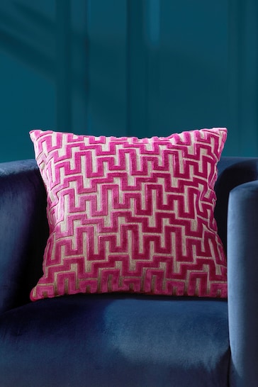 Fuchsia Pink Small Square Fretwork Cushion