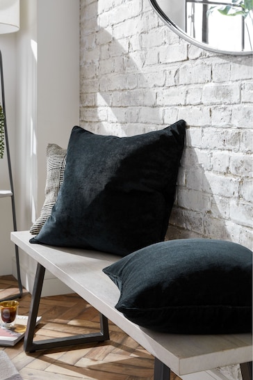 Black 45 x 45cm Soft Velour Cushion