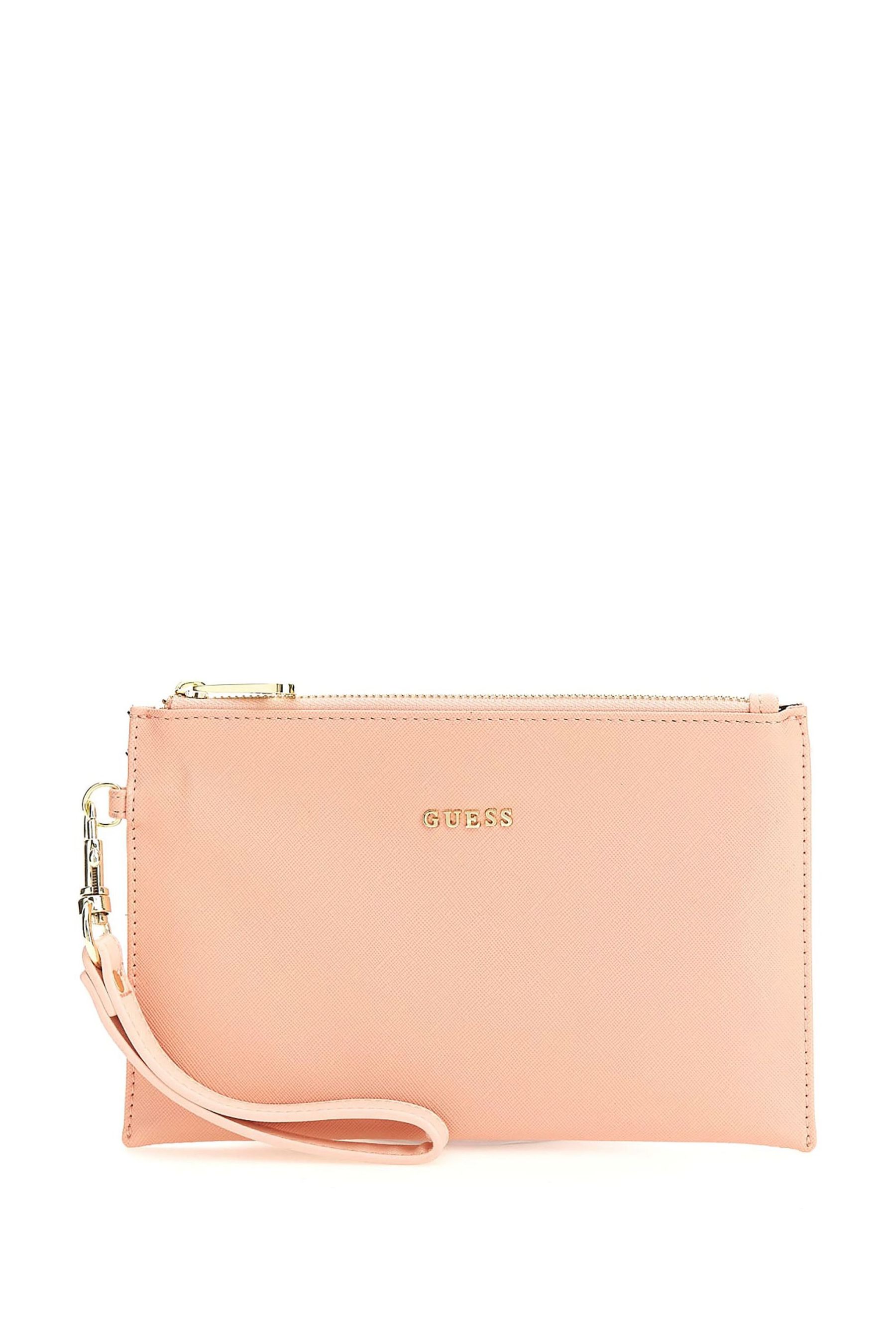Guess pink sale clutch