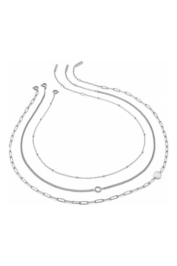 Olivia Burton Jewellery Ladies Silver Tone Classics Illusion Stacking Necklace
