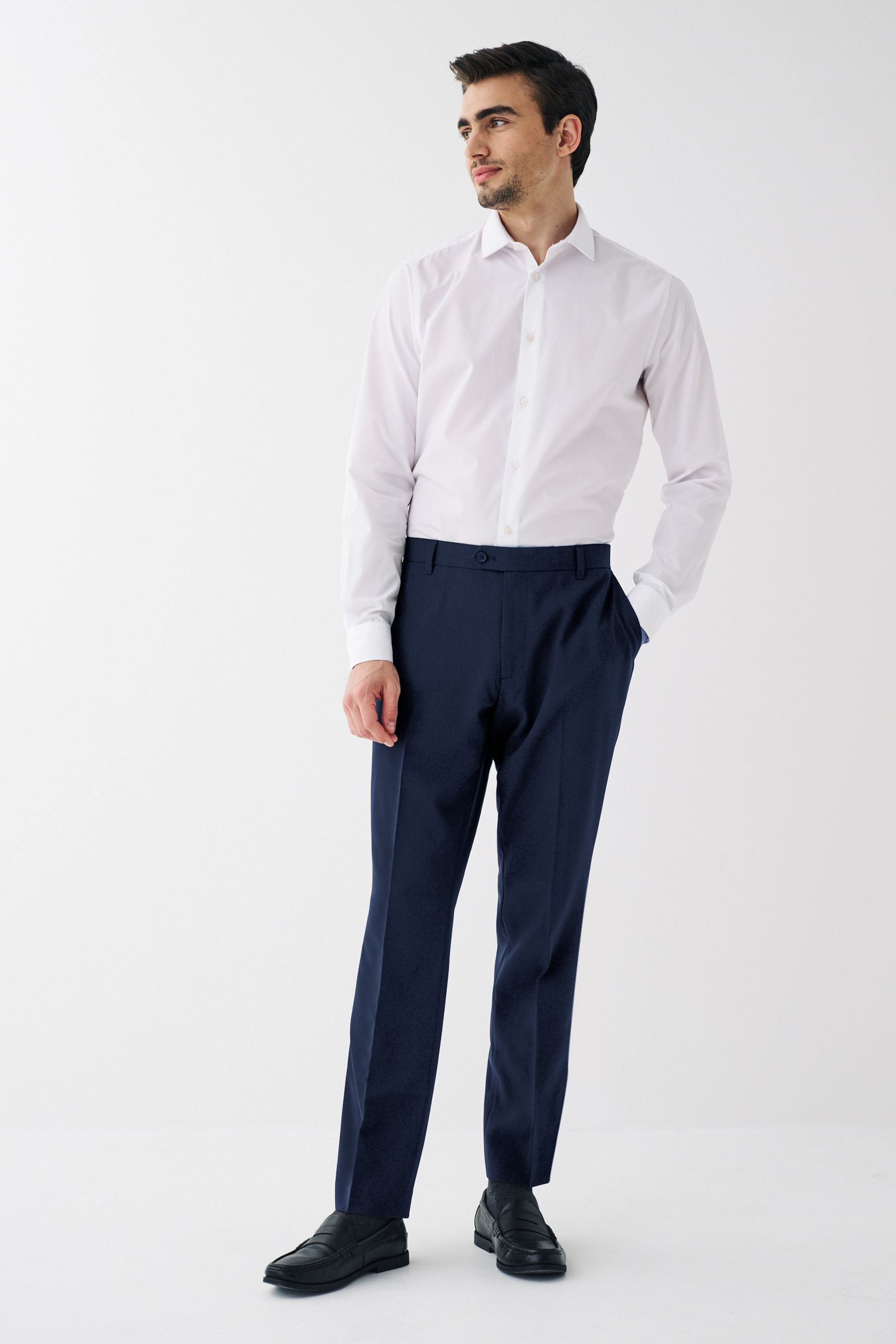 Navy blue smart pants clearance