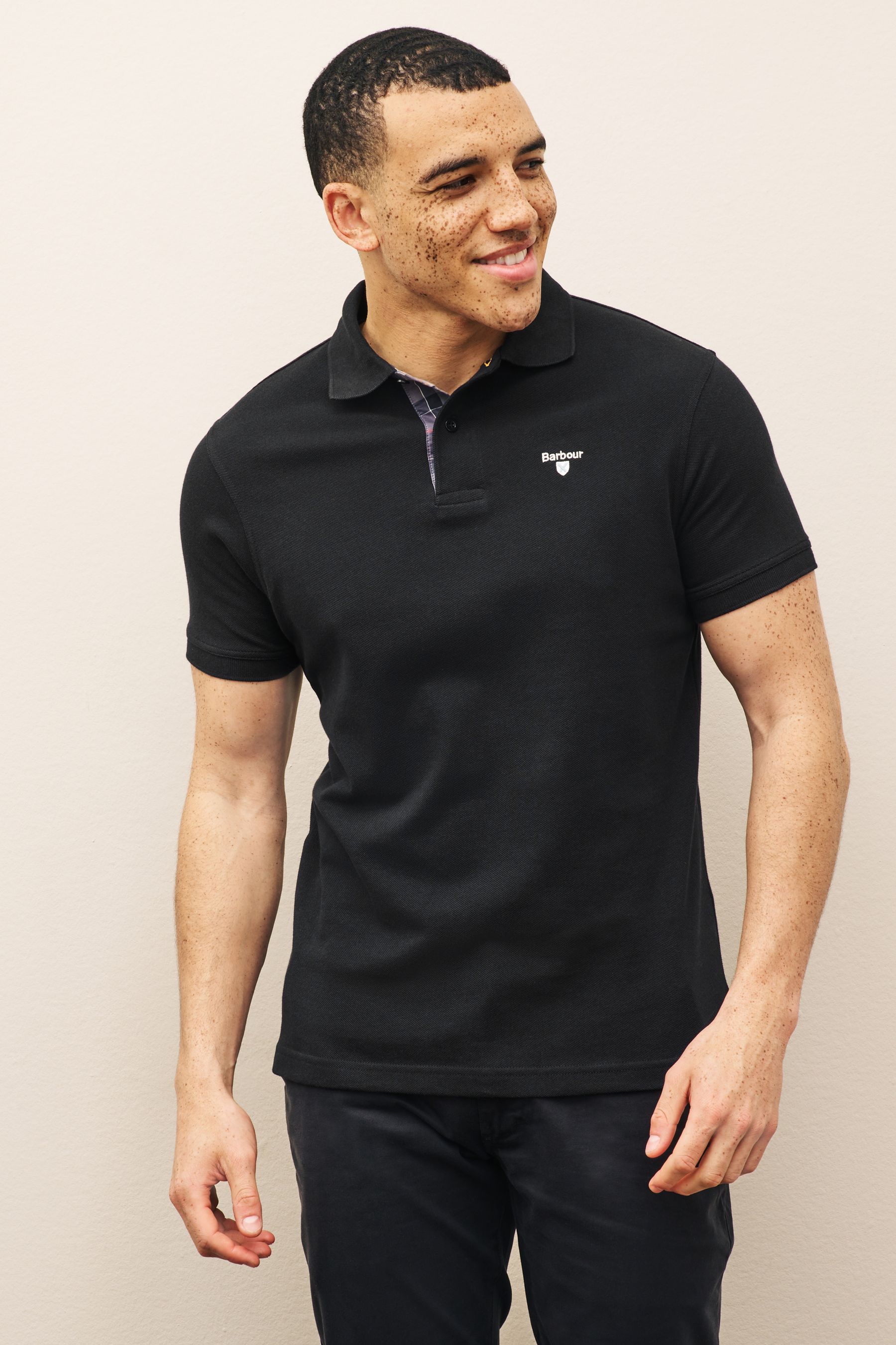 Barbour Black Classic Pique Polo Shirt