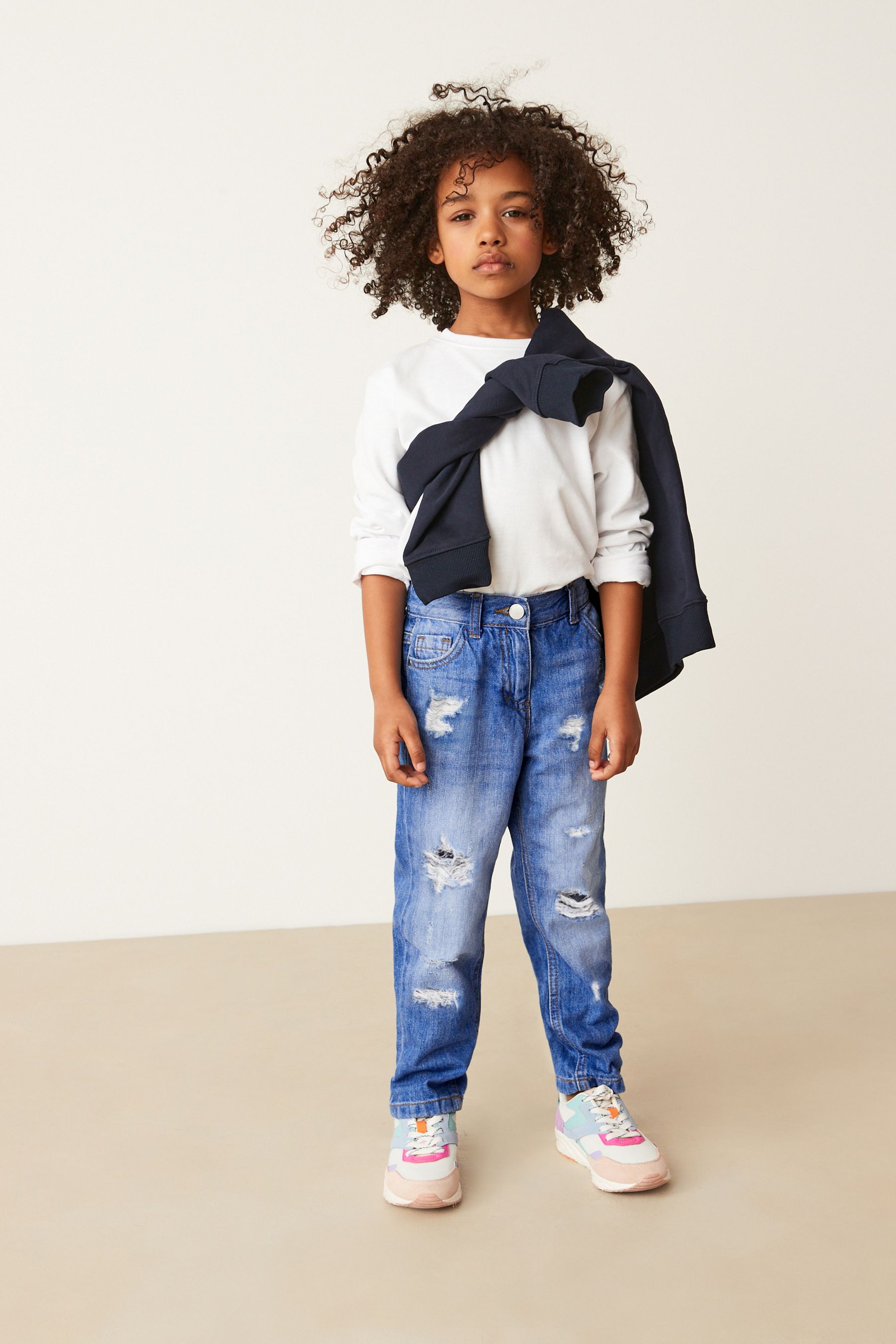 Buy Bright Blue Distressed Mom Jeans (3-16yrs) from the Next UK online shop
