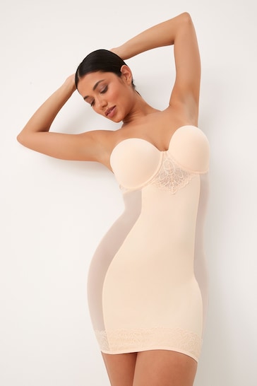 Nude DD+ Firm Tummy Control Lightly Padded Lace Slip