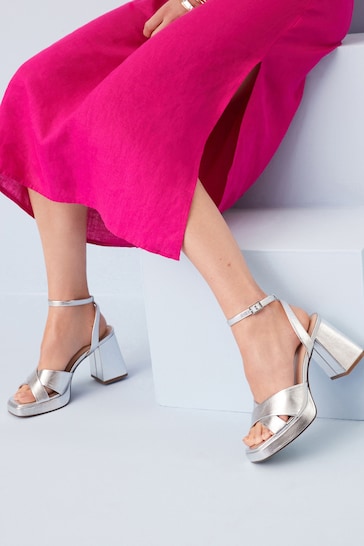 Silver Forever Comfort® Flare Platform Sandals