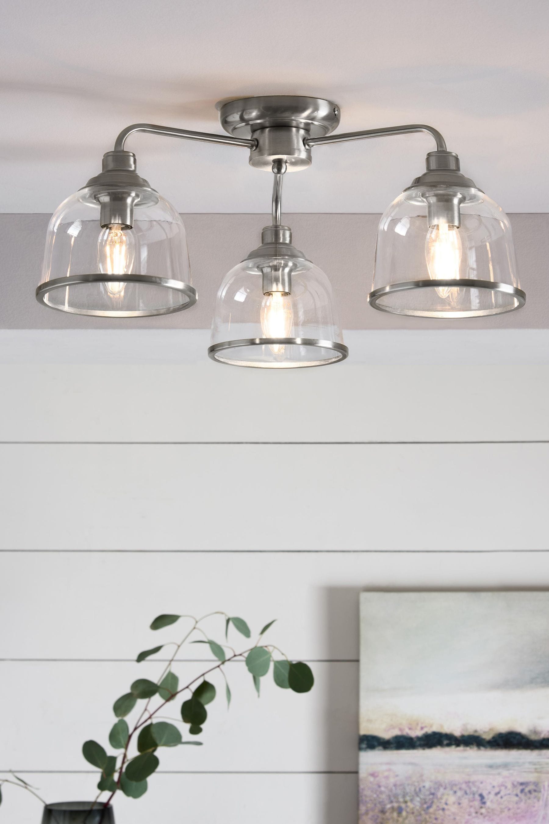 Brushed Chrome Gloucester Flush Ceiling Light