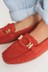 Red Leather Hardware Driver Shoes