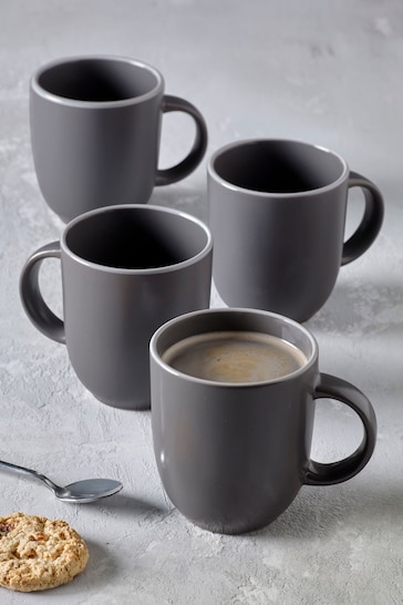 Set of 4 Charcoal Grey Warwick Mugs