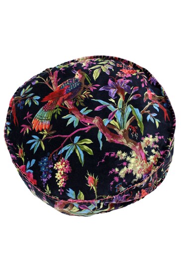 Riva Paoletti Black Paradise Round Velvet Polyester Filled Cushion