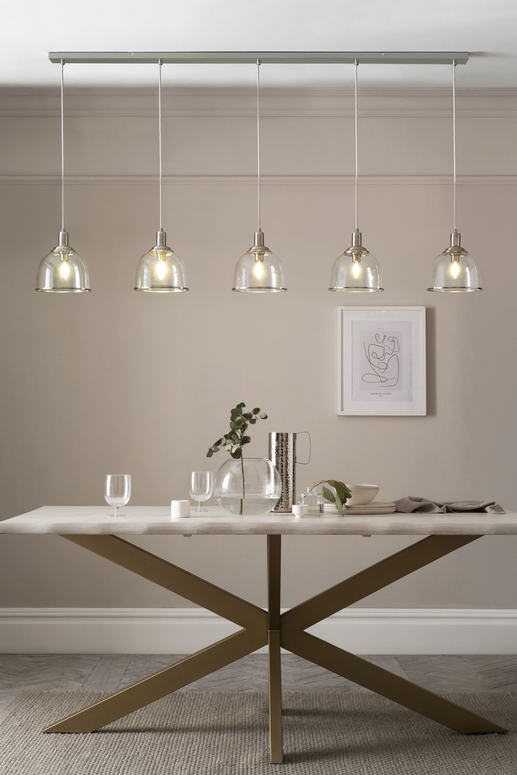 Chrome linear shop pendant light