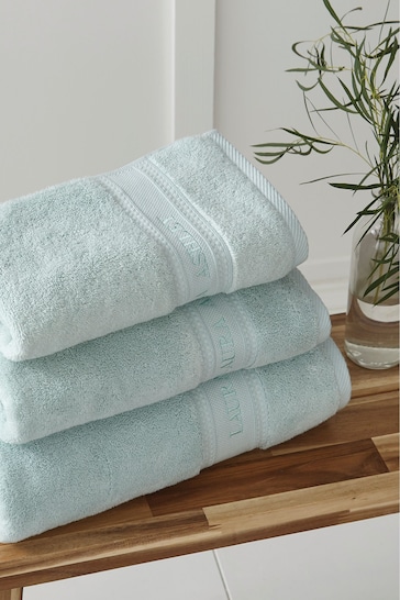 Laura Ashley Duck Egg Blue Luxury Cotton Embroidered Towel