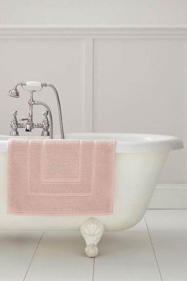 Laura Ashley Blush Pink Cotton Border Bath Mat