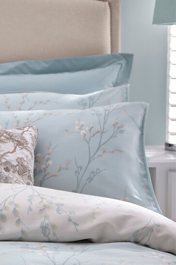 Laura Ashley Set of 2 Duck Egg Blue 100% Cotton Pussy Willow Pillowcases