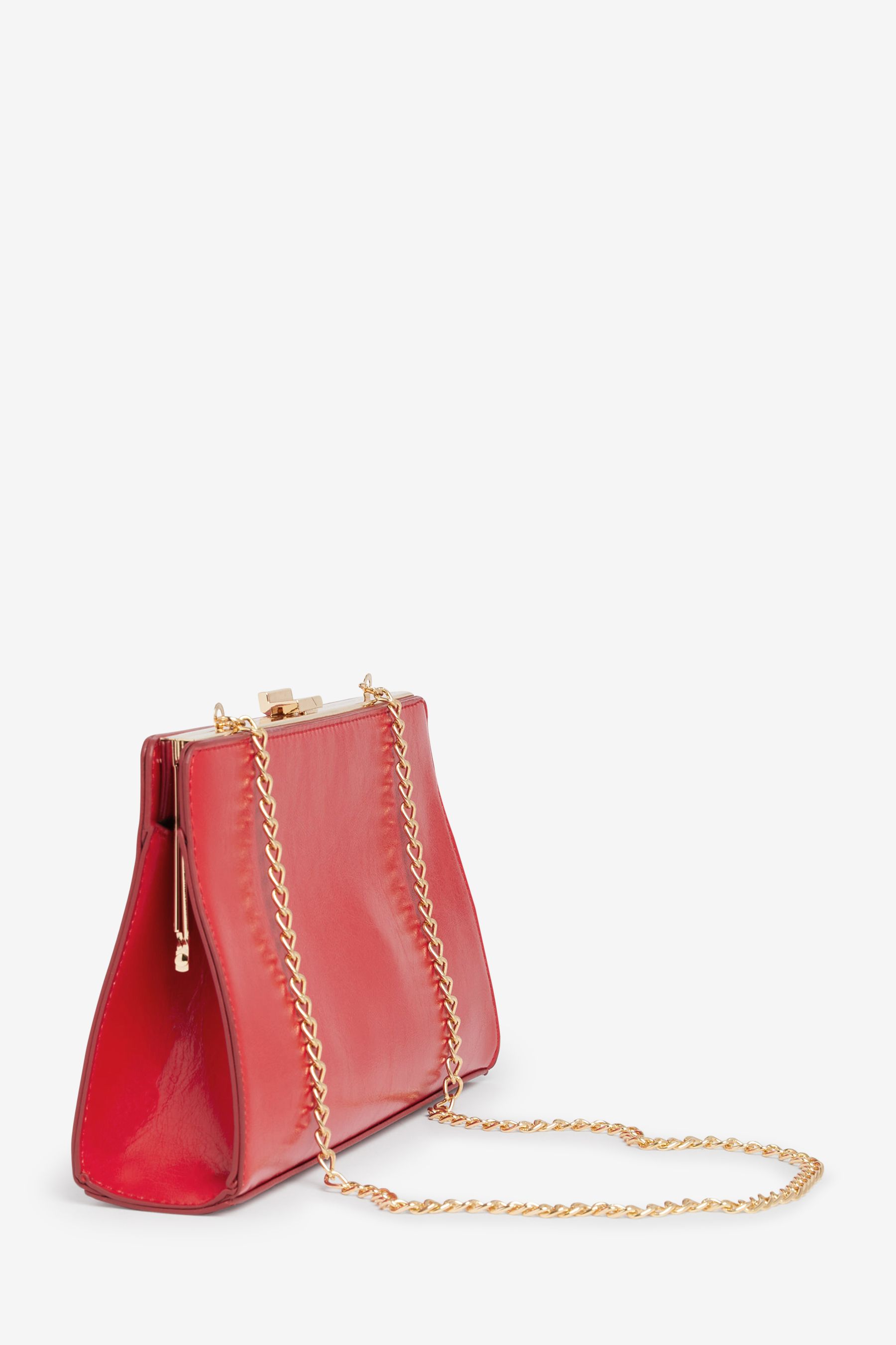 red structured handbag