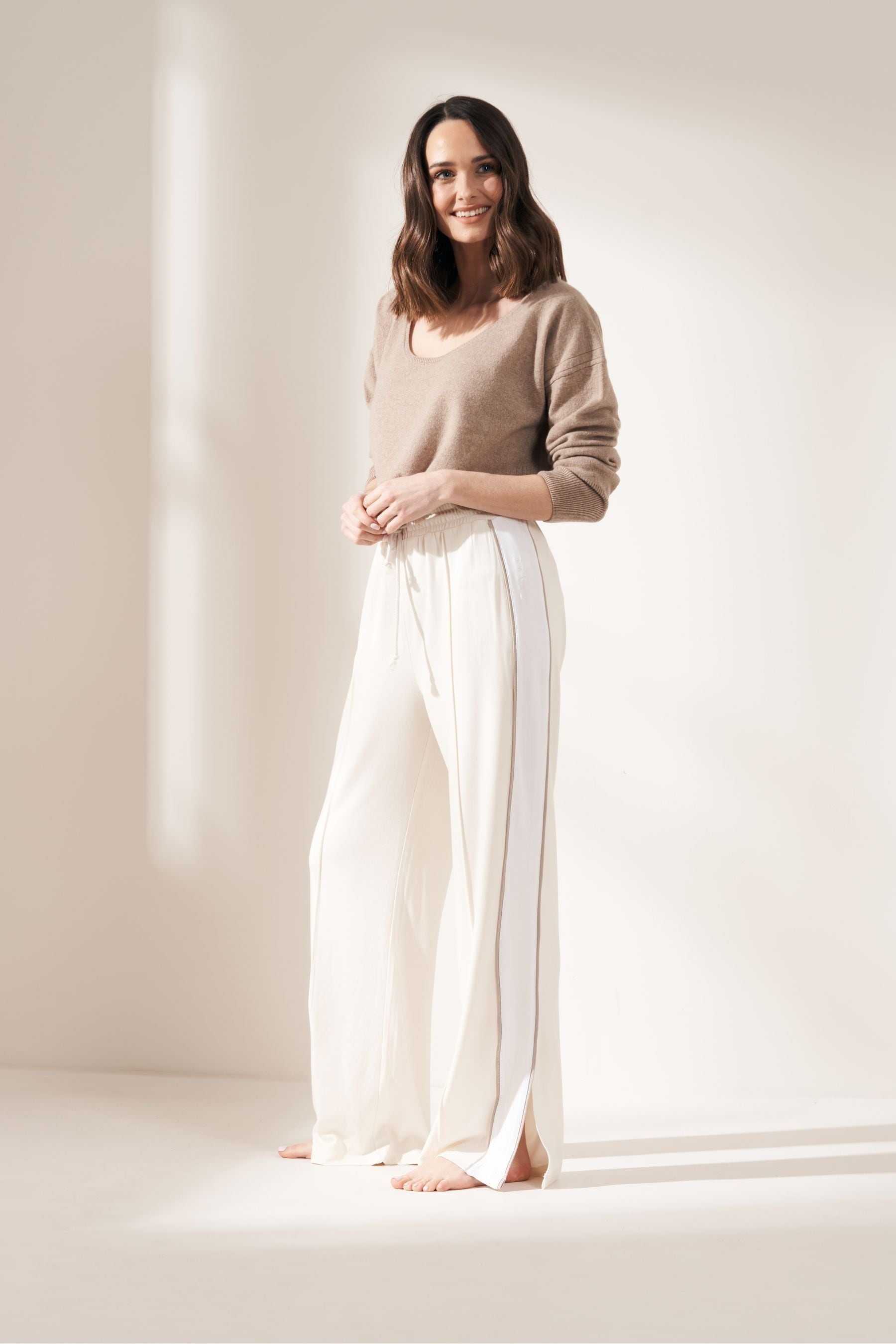 Truly Cream Wide Leg Jogging Bottoms