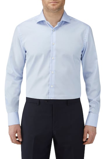 Skopes Tailored Fit Blue Dobby Cotton Formal Shirt