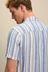 Blue Linen Blend Short Sleeve Stripe Shirt