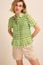 Green Check Short Sleeve Shirred rml Shirt