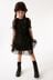 Black Sparkle Mesh Short Sleeve Tiered Party Dress (3-16yrs)