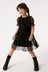 Black Sparkle Mesh Short Sleeve Tiered Party Dress (3-16yrs)