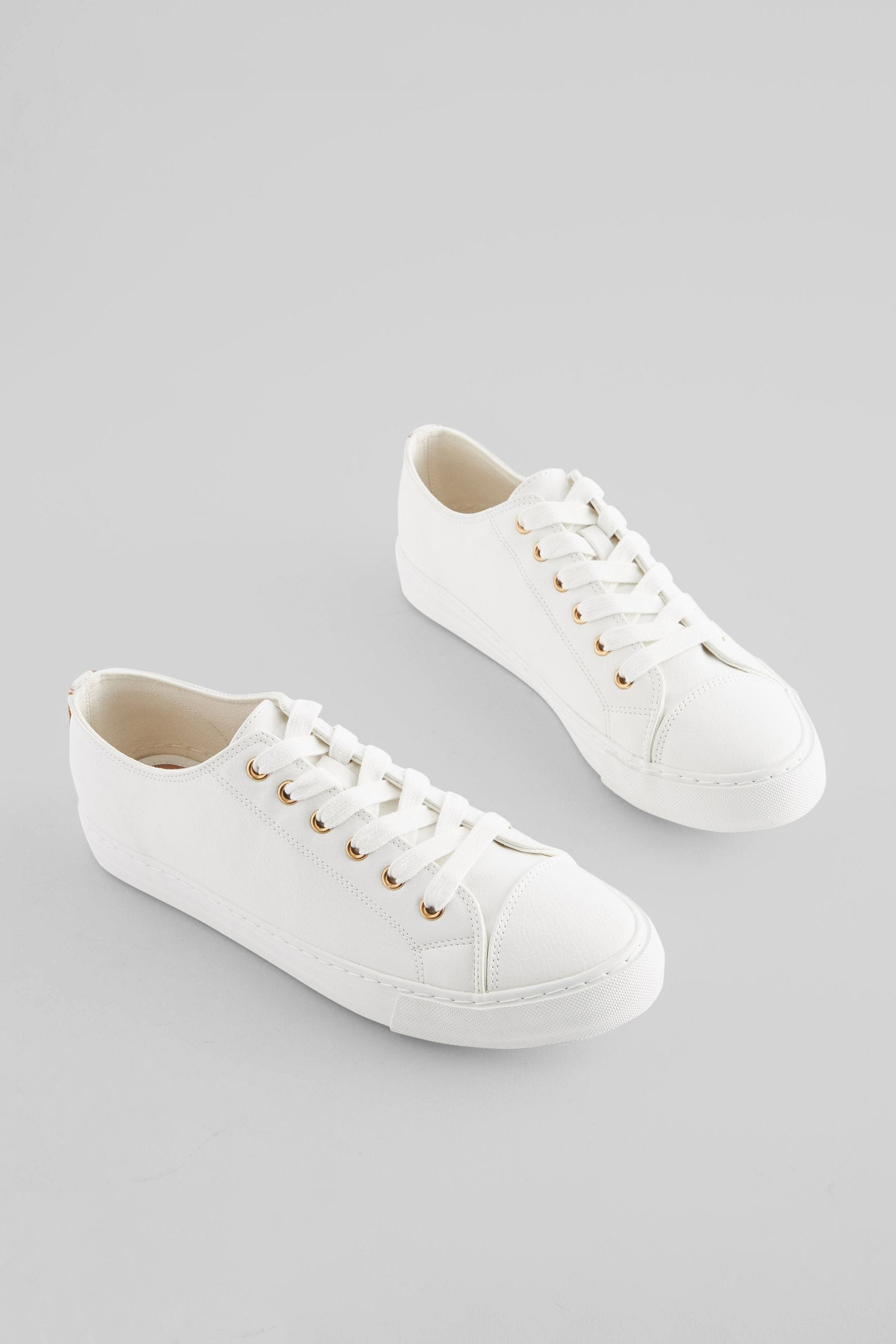 Wide fit white leather trainers store