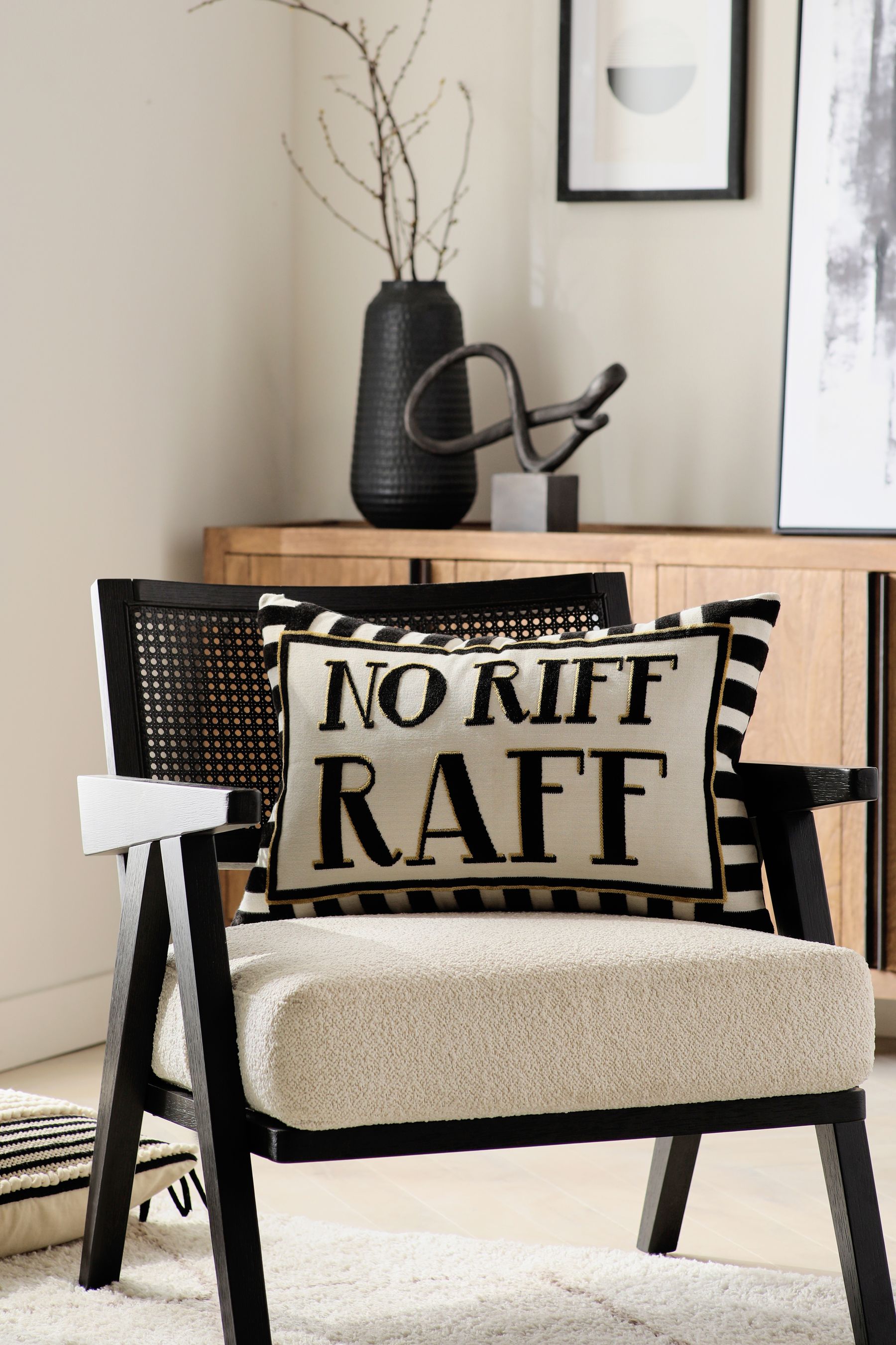 Cream and black cushions outlet