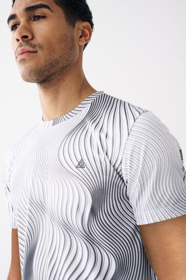Grey Wave Printed Training T-Shirt