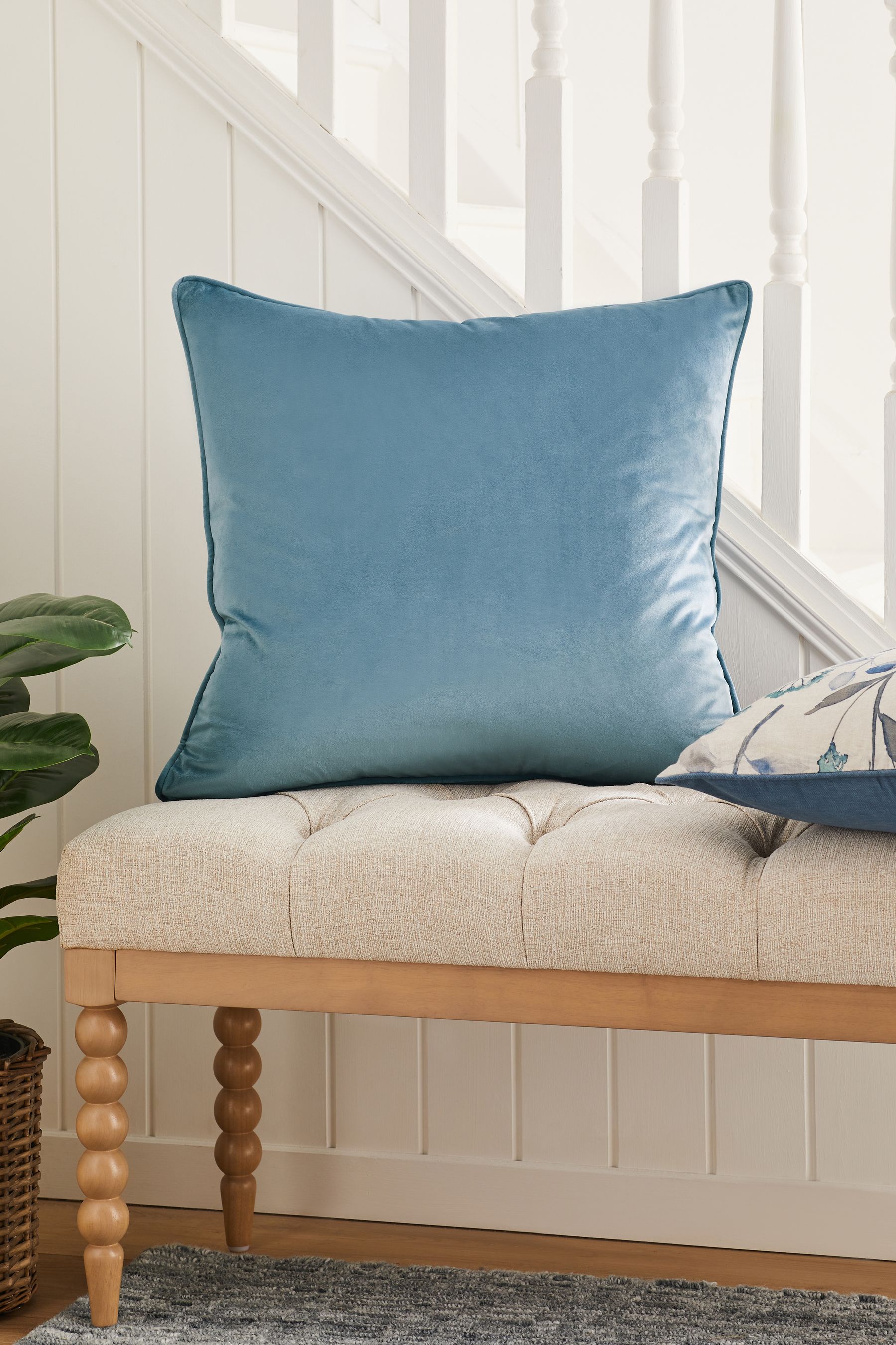 Buy Pale Blue 59 x 59cm Matte Velvet Cushion from the Next UK