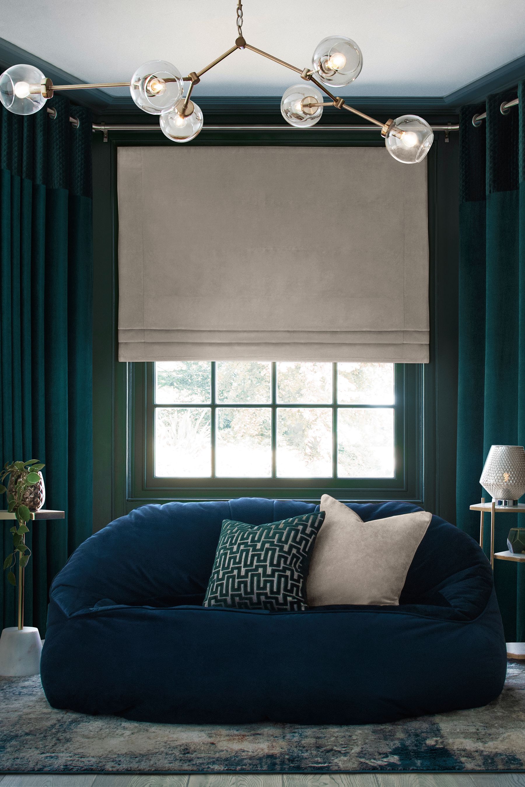 Buy Brushed Silver 4m Bendable Bay Window Curtain Pole Kit from the