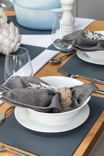 Lara-May Set of 8 Grey Leather Coasters and Placemats