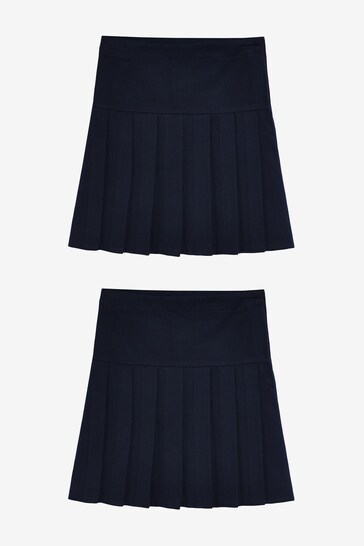 Navy Blue Slim Waist Pleat Skirts 2 Pack (3-16yrs)
