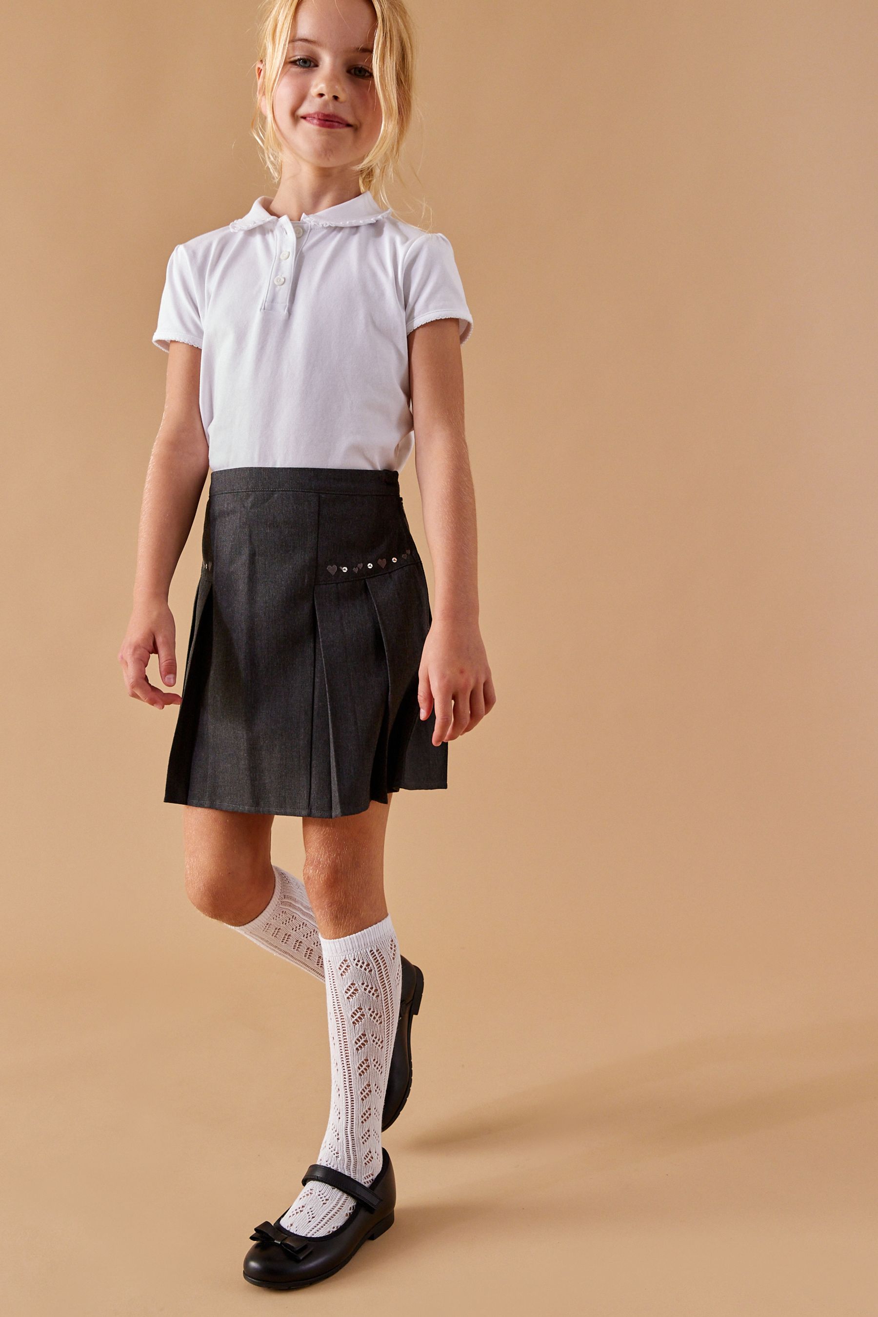 Grey Embroidered Pleat Skirt 3 16yrs