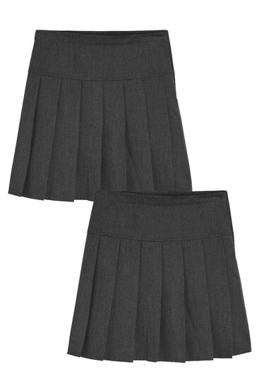 Grey Slim Waist Pleat Skirts 2 Pack (3-16yrs)