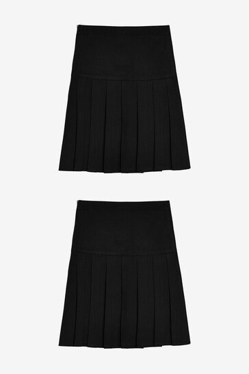 Black Slim Waist Pleat Skirts 2 Pack (3-16yrs)