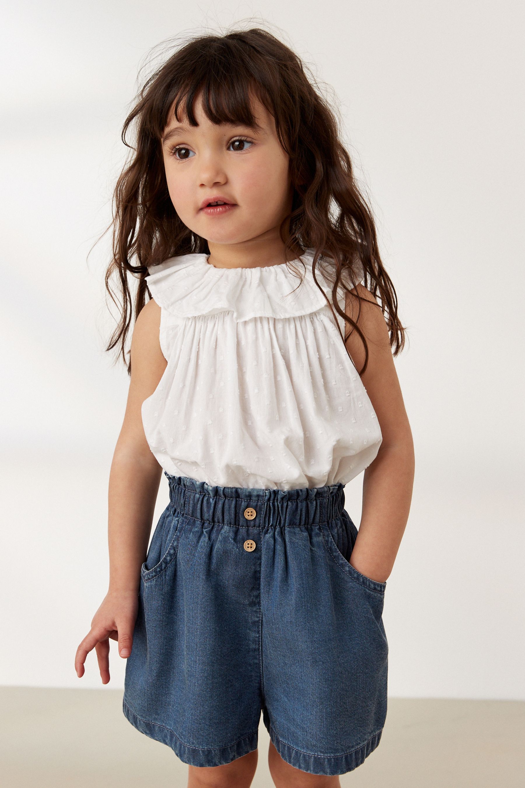 Buy Denim Dark Wash Button Shorts (3mths-7yrs) from Next United Arab ...