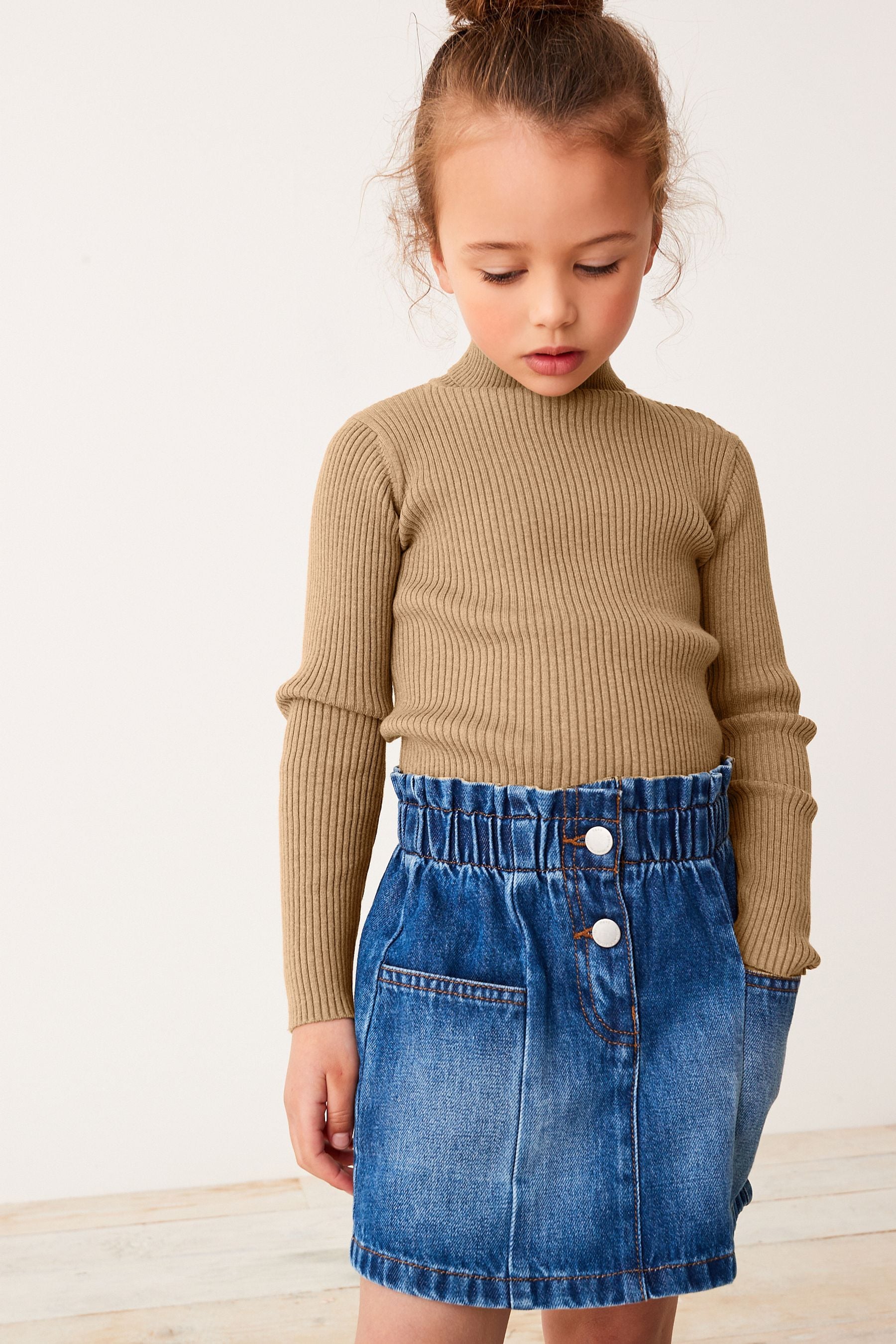 Navy paperbag 2025 waist skirt