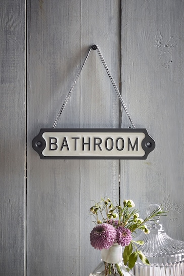 Black/White Bathroom Hanging Sign