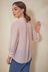 Love & Roses Blush Dobby Lace Trim 3/4 Sleeve Button Through Blouse