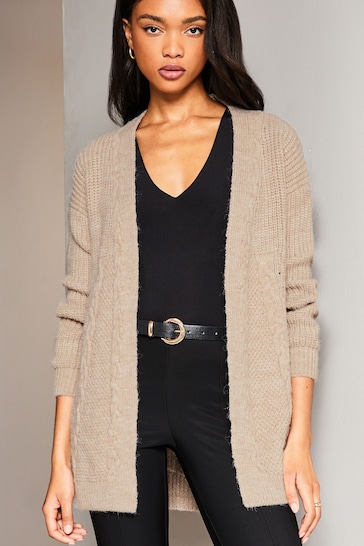 Buy Lipsy Oatmeal Mixed Cable Knit Cardigan from the Next UK
